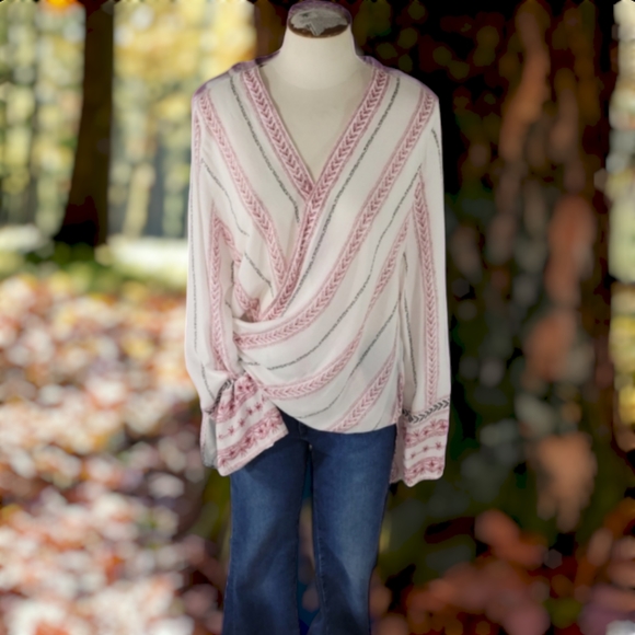 Elan Tops - Elan High- Low Long Sleeve Drapey Top